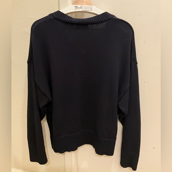 Sweater 100% cotton oversized V neck black or navy - Picture 3 of 4